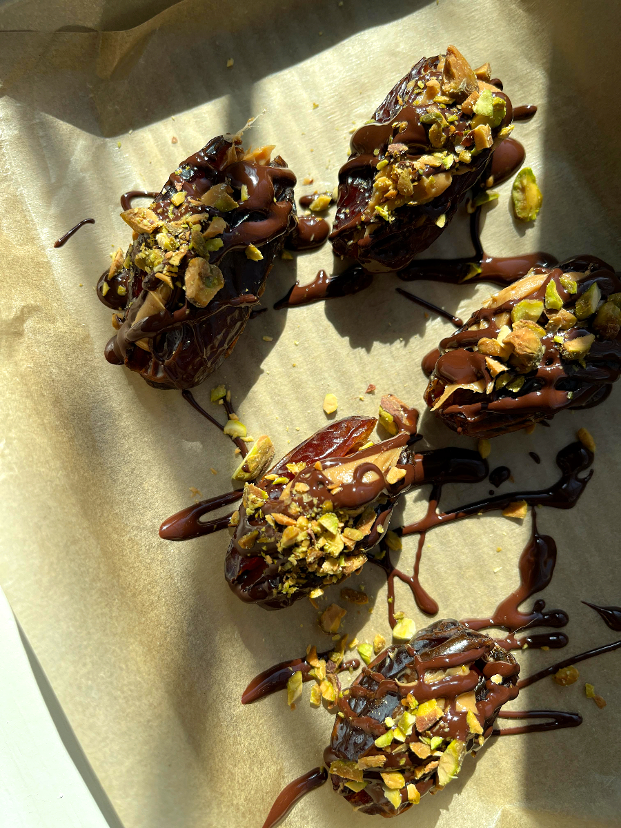 Peanut Butter Stuffed Dates (Covered with Chocolate!)